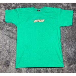 Y2K Gotcha T Shirt Green Graphic Print Short Sleeve Made in USA Mens Medium
